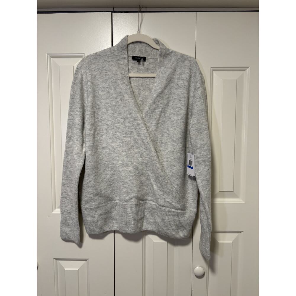 1.STATE XL Heather Gray Knit Cardigan Sweater - Picture 2 of 8
